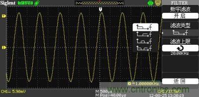 1KHz信號 ,打開數(shù)字濾波,測量值為1KHz