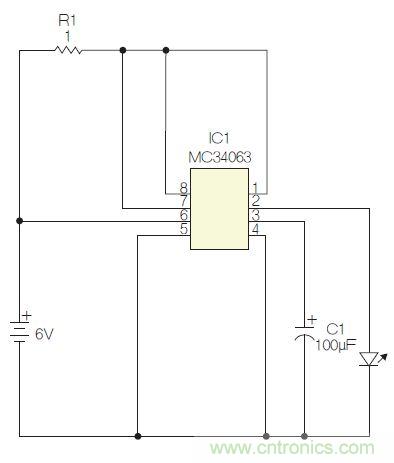 圖1：閃光燈標電路圖。