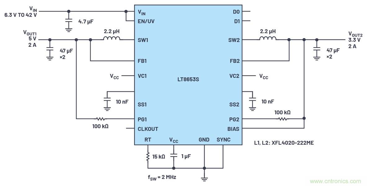 具有6.2 &micro;A靜態(tài)電流的雙通道、42 V、2 A、單片、同步降壓型Silent Switcher 2穩(wěn)壓器