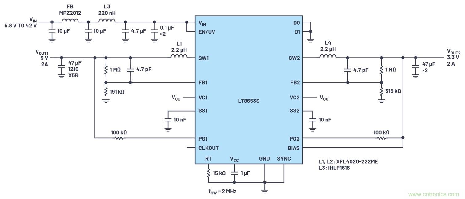 具有6.2 &micro;A靜態(tài)電流的雙通道、42 V、2 A、單片、同步降壓型Silent Switcher 2穩(wěn)壓器